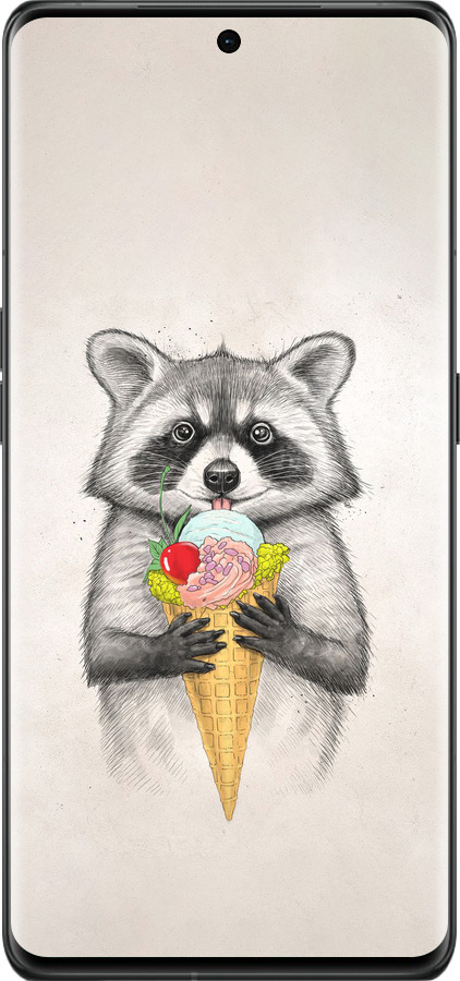 Силиконовый чехол Енотик с мороженым для Oppo Find X6 Pro - 4602u-3041 изображение 