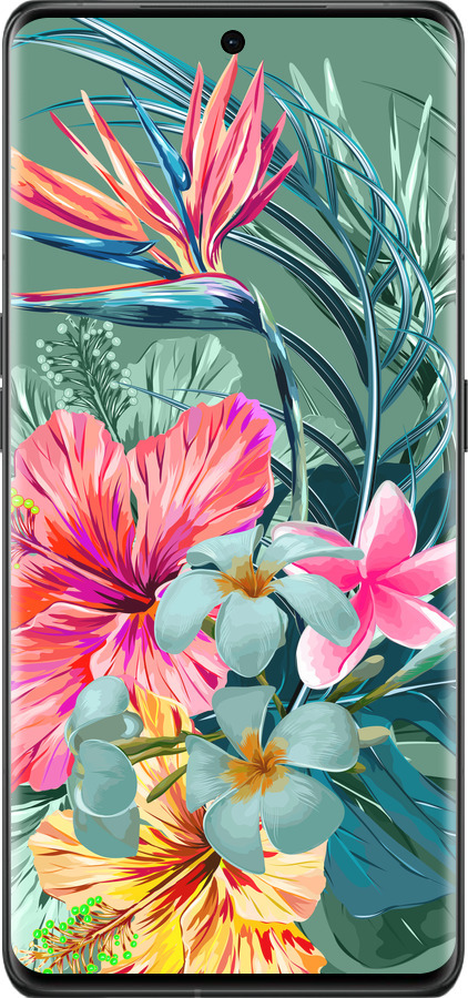 Силиконовый чехол Тропические цветы v1 для Oppo Find X6 Pro - 4667u-3041 изображение 