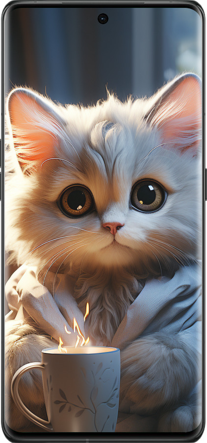 Силіконовий чехол Білий кіт для Oppo Find X6 Pro - 5646u-3041 изображение 