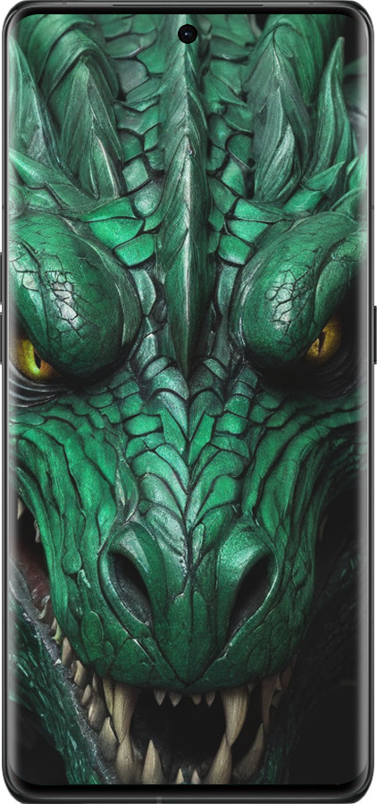 Силиконовый чехол Зелёный дракон v2 для Oppo Find X6 Pro - 5817u-3041 изображение 