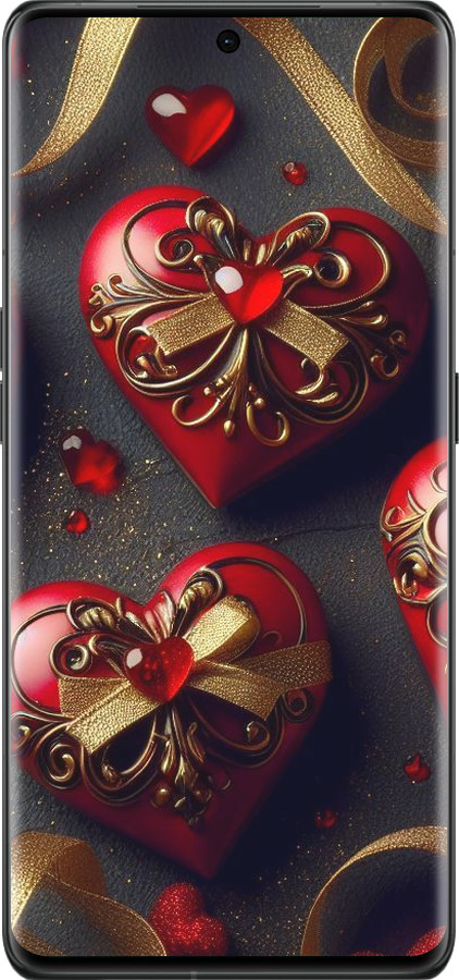 Силиконовый чехол Сердечки v4 для Oppo Find X6 Pro - 5834u-3041 изображение 