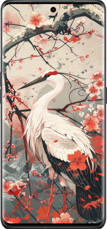 Силиконовый чехол Аист в цвету сакуры для Oppo Find X6 Pro - 6109u-3041 изображение 