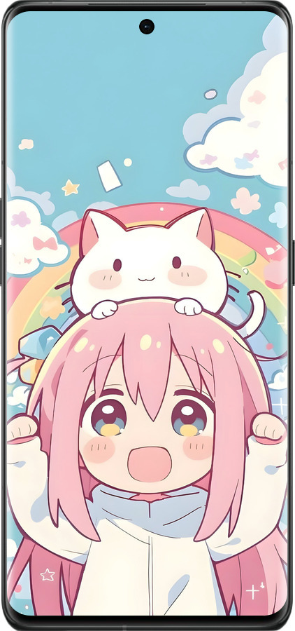 Силиконовый чехол Девочка аниме радуга для Oppo Find X6 Pro - 6304u-3041 изображение 