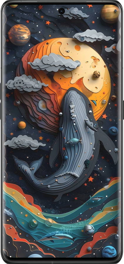 Силиконовый чехол Кит в космосе для Oppo Find X6 Pro - 6328u-3041 изображение 