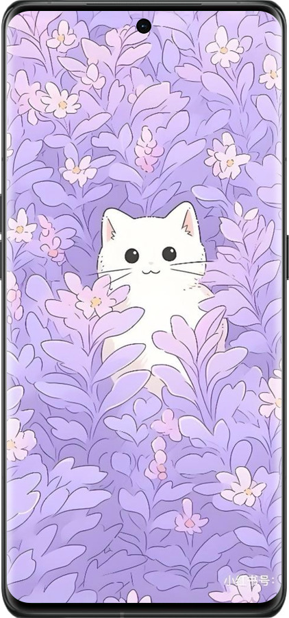 Силиконовый чехол Котик в цветах для Oppo Find X6 Pro - 6390u-3041 изображение 