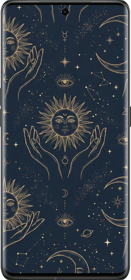 Силиконовый чехол Celestial Harmony: Sun & Moon Gold Mystic Pattern для Oppo Find X6 Pro - 6778u-3041 изображение 
