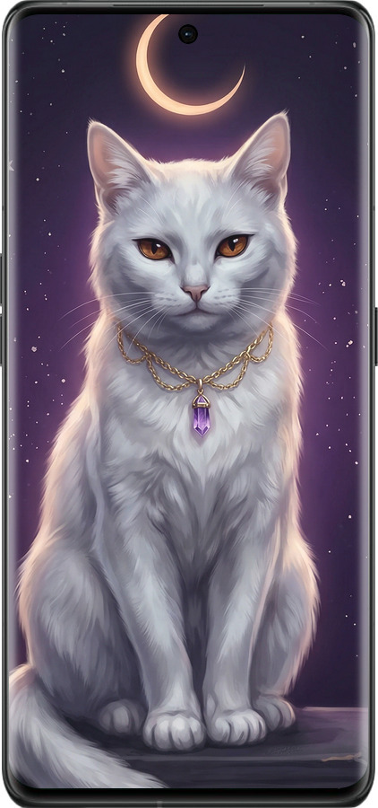 Силіконовий чехол Mystic White Cat Gothic Dark Purple Gold для Oppo Find X6 Pro - 6805u-3041 изображение 