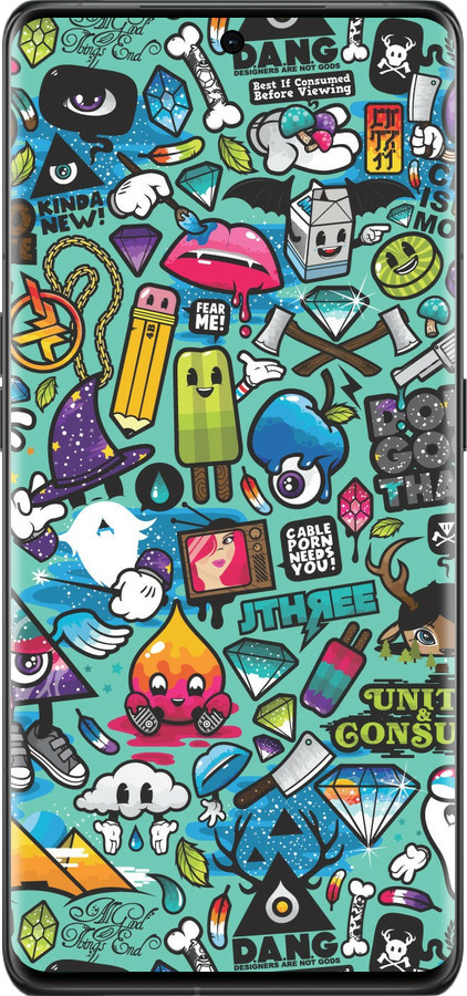 Силиконовый чехол Стикер бомбинг 1 для Oppo Find X6 Pro - 693u-3041 изображение 