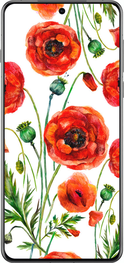 Силиконовый чехол Нарисованные маки для Oppo Find X8 Pro - 4278u-3872 изображение 