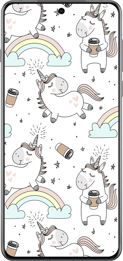 Силиконовый чехол Единорог и кофе для Oppo Find X8 Pro - 4661u-3872 изображение 