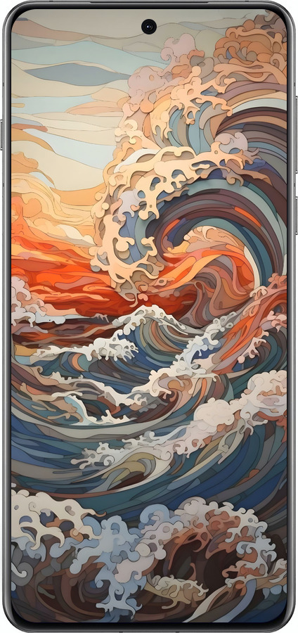 Силиконовый чехол Арт волны для Oppo Find X8 Pro - 6324u-3872 изображение 