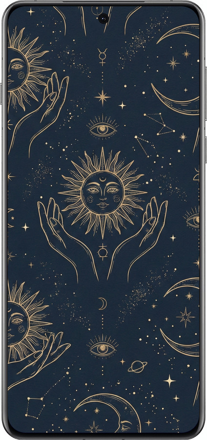 Силіконовий чехол Celestial Harmony: Sun & Moon Gold Mystic Pattern для Oppo Find X8 Pro - 6778u-3872 изображение 