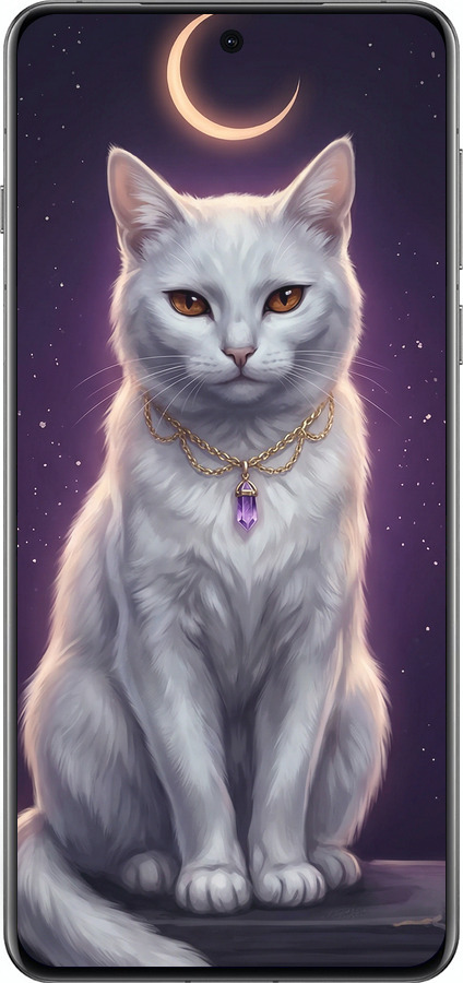 Силиконовый чехол Mystic White Cat Gothic Dark Purple Gold для Oppo Find X8 Pro - 6805u-3872 изображение 