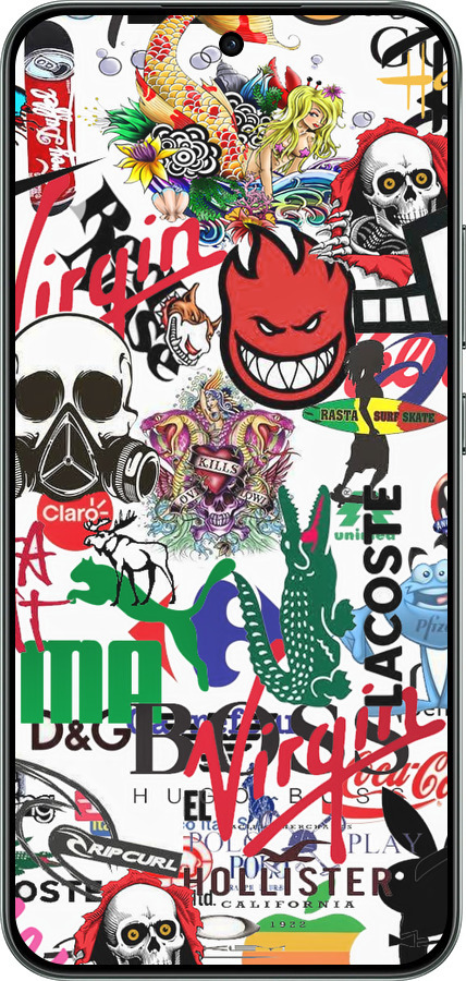 Силиконовый чехол Many different logos для Oppo RENO 14F 5G - 4022u-4091 изображение 