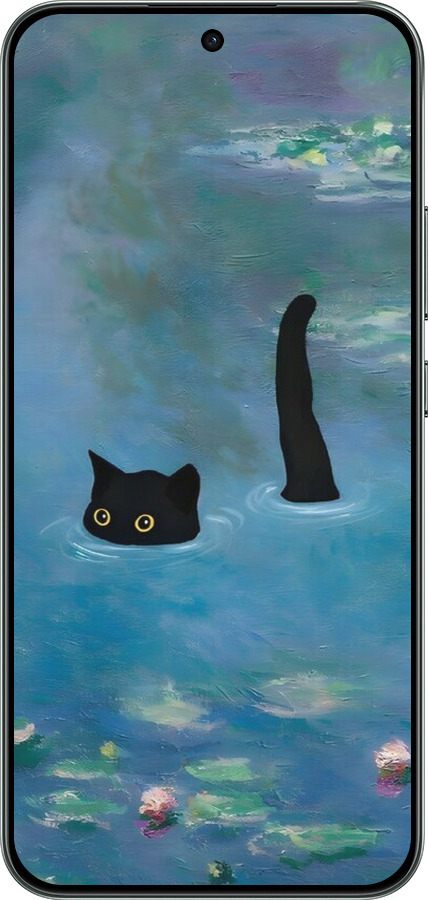 Силіконовий чехол Із зображенням кота та водяної лілії Monet для Oppo RENO 14F 5G - 6519u-4091 изображение 