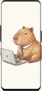 3D пластиковый матовый чехол Funny Capybara CEO Working для Oppo Reno 2 - 6777m-1864 изображение 