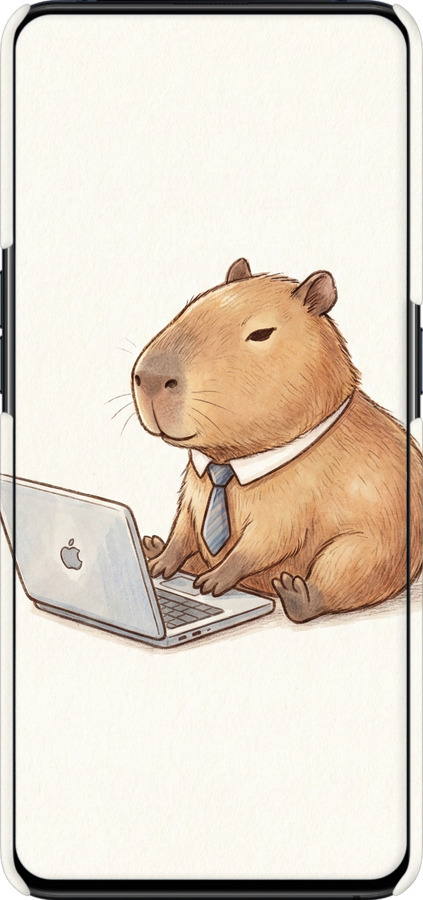 3D пластиковый матовый чехол Funny Capybara CEO Working для Oppo Reno 2 - 6777m-1864 изображение 