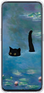 Силикон с усиленными углами чехол С изображением кота и водяной лилии Monet для Oppo Reno 2 - 6519sp-1864 изображение 