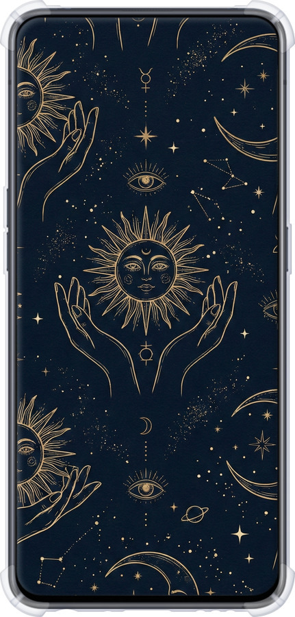 Силіконовий протиударний с посиленими кутами чехол Celestial Harmony: Sun & Moon Gold Mystic Pattern для Oppo Reno 2 - 6778sp-1864 изображение 