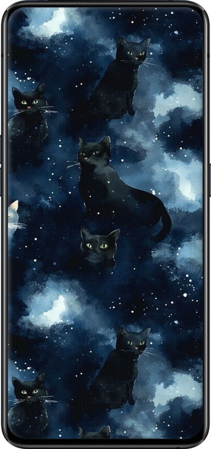 2D пластиковий чехол Зображення котиків з темною аквареллю для Oppo Reno 2 - 6521t-1864 изображение 