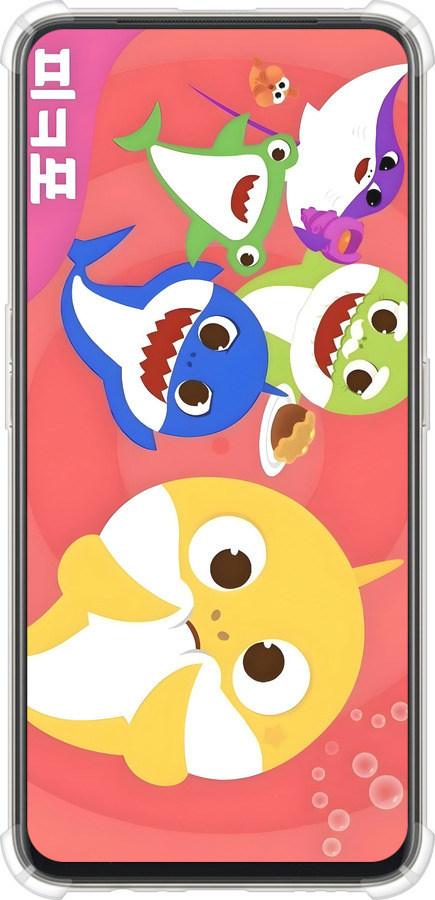 Силикон с усиленными углами чехол Бейби Шаркс для Oppo Reno 2Z - 6305sp-1867 изображение 