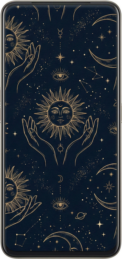 Силиконовый чехол Celestial Harmony: Sun & Moon Gold Mystic Pattern для Oppo Reno 2Z - 6778u-1867 изображение 