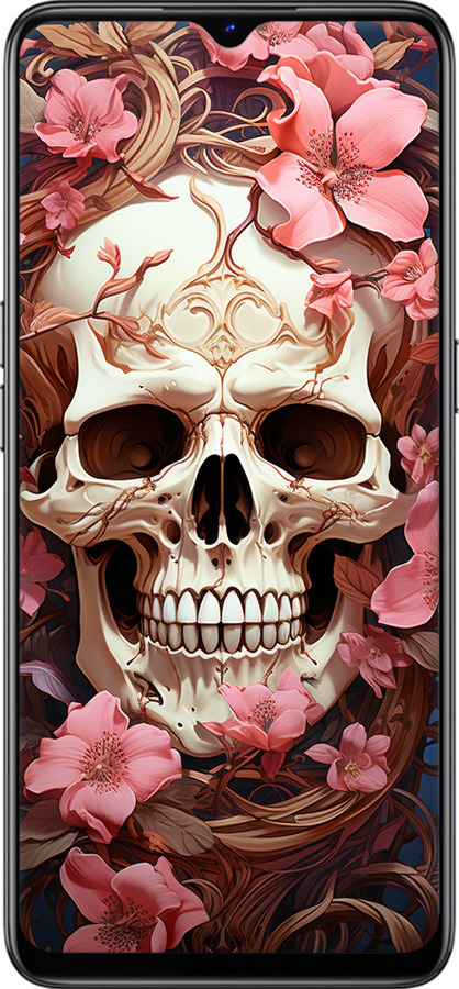 2D пластиковый чехол Череп в розовых цветах для Oppo Reno 3 - 5965t-1901 изображение 