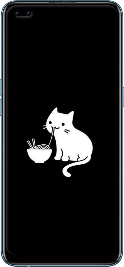 TPU чехол С милым котом на черном фоне для Oppo Reno 4 Lite - 6528b-2099 изображение 