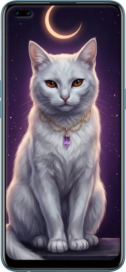 TPU чехол Mystic White Cat Gothic Dark Purple Gold для Oppo Reno 4 Lite - 6805b-2099 изображение 