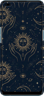 3D пластиковий матовий чехол Celestial Harmony: Sun & Moon Gold Mystic Pattern для Oppo A93 - 6778m-2185 изображение 