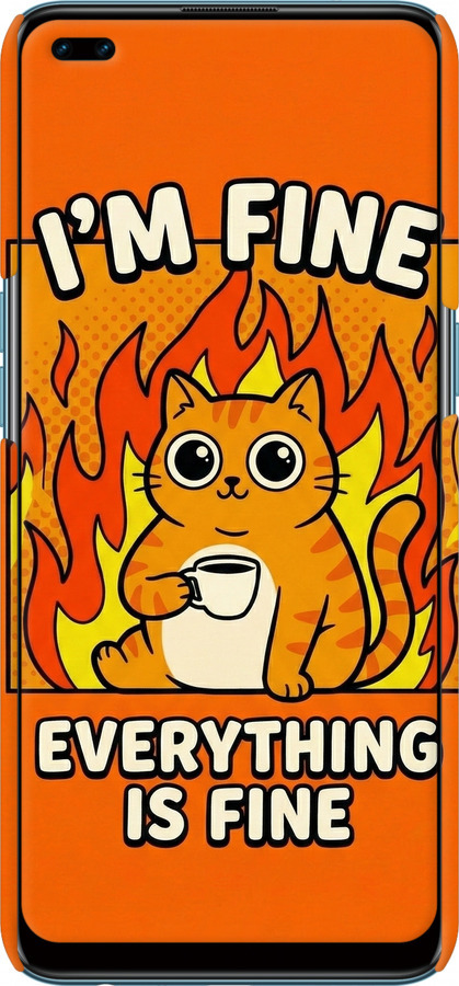 3D пластиковый матовый чехол Funny Cat для Oppo Reno 4 Lite - 6786m-2099 изображение 