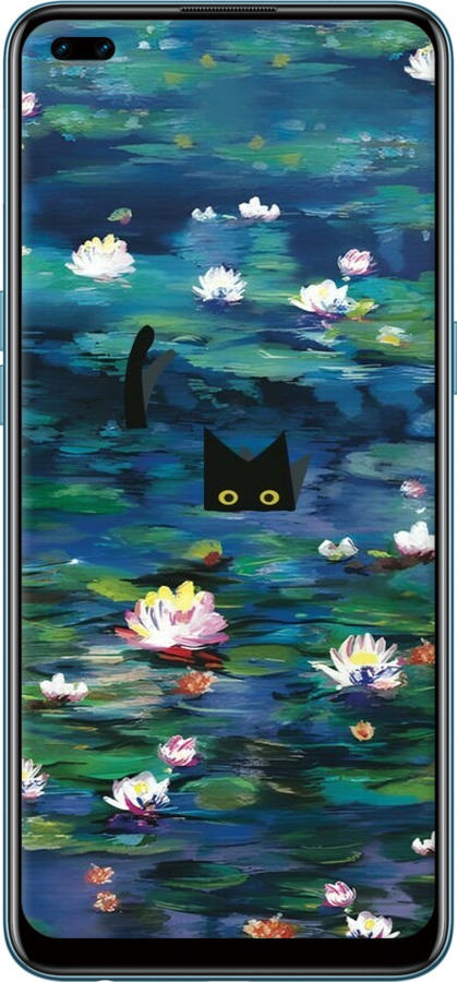 2D пластиковый чехол із зображенням водяних лілій та кішок для Oppo A93 - 6257t-2185 изображение 