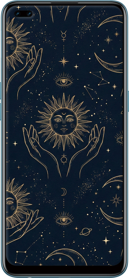 2D пластиковий чехол Celestial Harmony: Sun & Moon Gold Mystic Pattern для Oppo Reno 4 Lite - 6778t-2099 изображение 