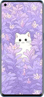 TPU чехол Котик в цветах для Oppo Reno 4 Pro - 6390b-2024 изображение 