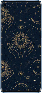 Силіконовий чехол Celestial Harmony: Sun & Moon Gold Mystic Pattern для Oppo Reno 4 Pro - 6778u-2024 изображение 