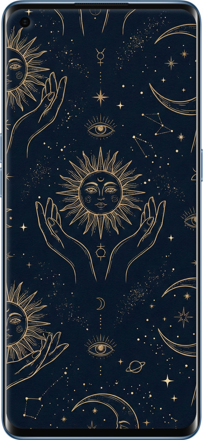 Силіконовий чехол Celestial Harmony: Sun & Moon Gold Mystic Pattern для Oppo Reno 4 Pro - 6778u-2024 изображение 