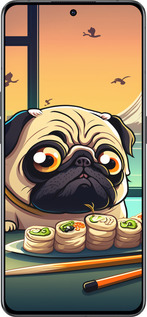 Силиконовый чехол Мопс и суши для Oppo Reno8 Pro 5G - 5588u-2615 изображение 