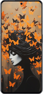 Силиконовый чехол Чехол для телефона Девушка с оранжевыми бабочками для Oppo Reno8 Pro 5G - 5940u-2615 изображение 