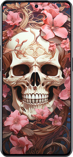 Силиконовый чехол Череп в розовых цветах для Oppo Reno8 Pro 5G - 5965u-2615 изображение 