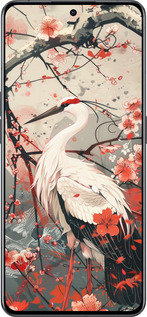 Силиконовый чехол Аист в цвету сакуры для Oppo Reno8 Pro 5G - 6109u-2615 изображение 