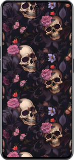 Силиконовый чехол Черепа и розы для Oppo Reno8 Pro 5G - 6316u-2615 изображение 