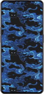 Силиконовый чехол Абстрактный узор черных котов на синем фоне для Oppo Reno8 Pro 5G - 6525u-2615 изображение 
