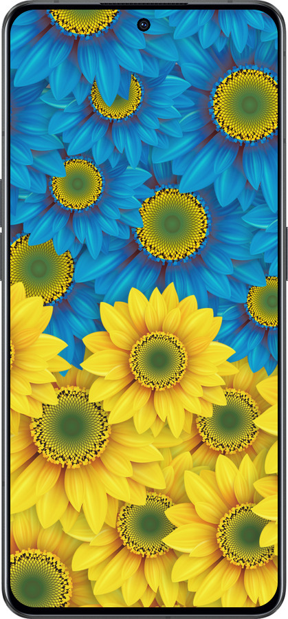 Силиконовый чехол Жёлто-голубые цветы для Oppo Reno8 Pro 5G - 1048u-2615 изображение 