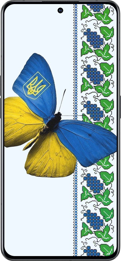 Силиконовый чехол Желто-голубая бабочка для Oppo Reno8 Pro 5G - 1054u-2615 изображение 