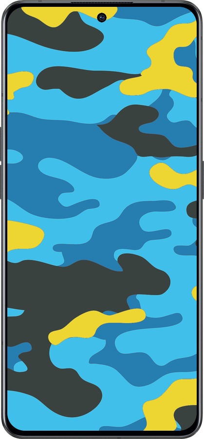 Силиконовый чехол Желто-голубой камуфляж для Oppo Reno8 Pro 5G - 1084u-2615 изображение 