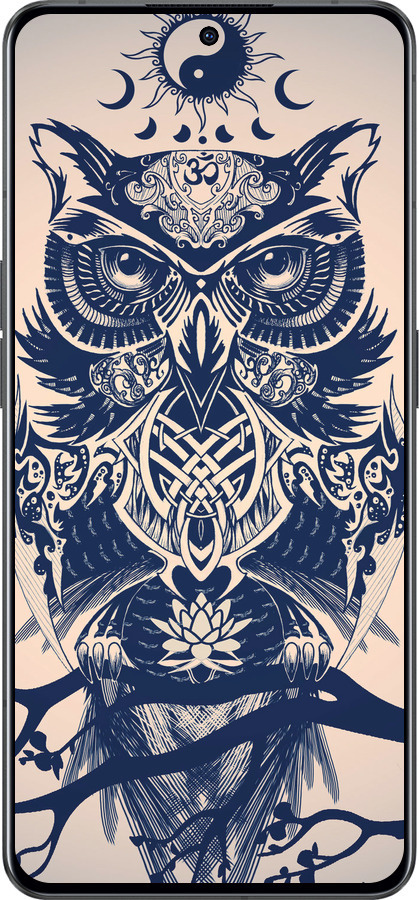 Силиконовый чехол Узорчатая сова для Oppo Reno8 Pro 5G - 4000u-2615 изображение 