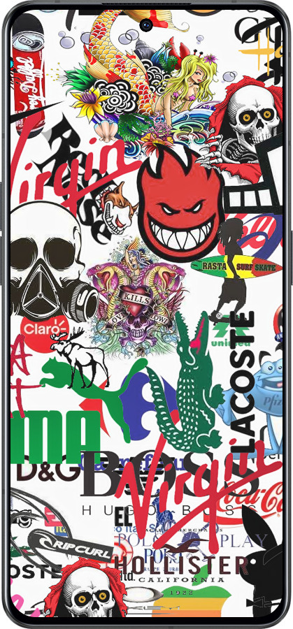 Силиконовый чехол Many different logos для Oppo Reno8 Pro 5G - 4022u-2615 изображение 