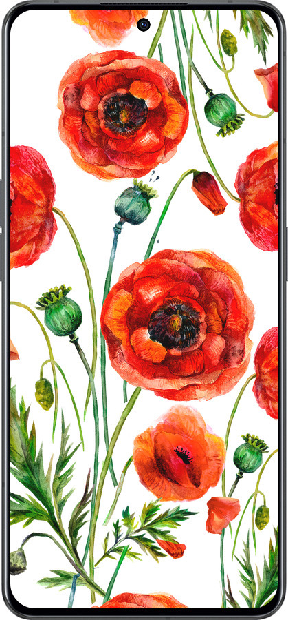 Силіконовий чехол Намальовані маки для Oppo Reno8 Pro 5G - 4278u-2615 изображение 