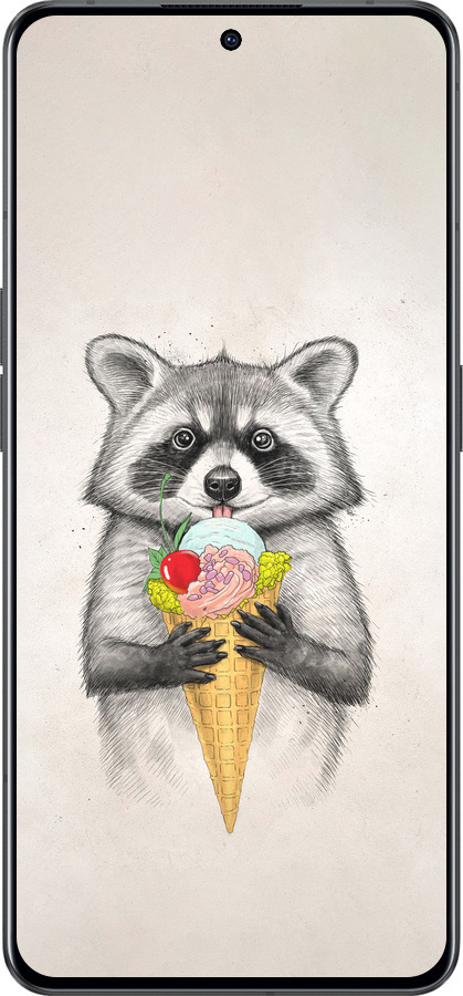 Силиконовый чехол Енотик с мороженым для Oppo Reno8 Pro 5G - 4602u-2615 изображение 