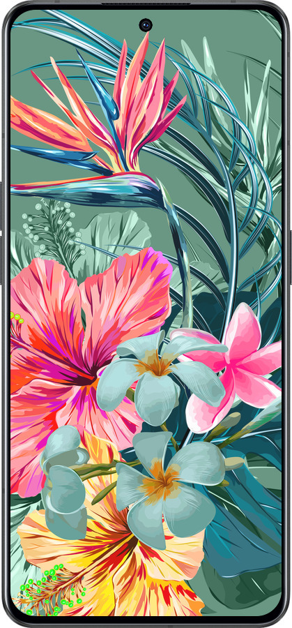 Силиконовый чехол Тропические цветы v1 для Oppo Reno8 Pro 5G - 4667u-2615 изображение 